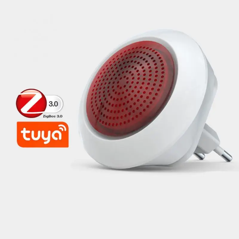 

Zigbee Tuya Indoor Siren For Smart Alarm System With 100db Warning Sound Strobe Red Light Flash Indoor Home Security Loud Sensor
