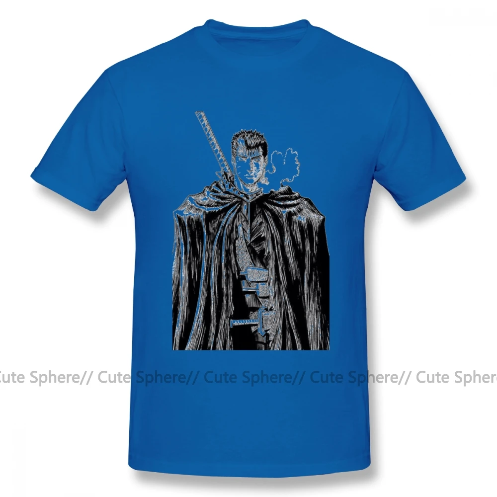 Футболка Guts Berserk Guts, Мужская футболка с принтом, 100 хлопок, короткий рукав, негабаритная Классическая забавная футболка - Цвет: Blue