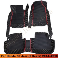 car floor mats for honda fit jazz 5 seats 2014 2015 2016 2017 2018 auto carpet car styling artificial leather rug dash car mat