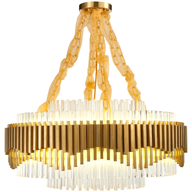 

Light luxury post-modern crystal living room dining room creative chandelier stainless steel personality simple atmospheric lamp