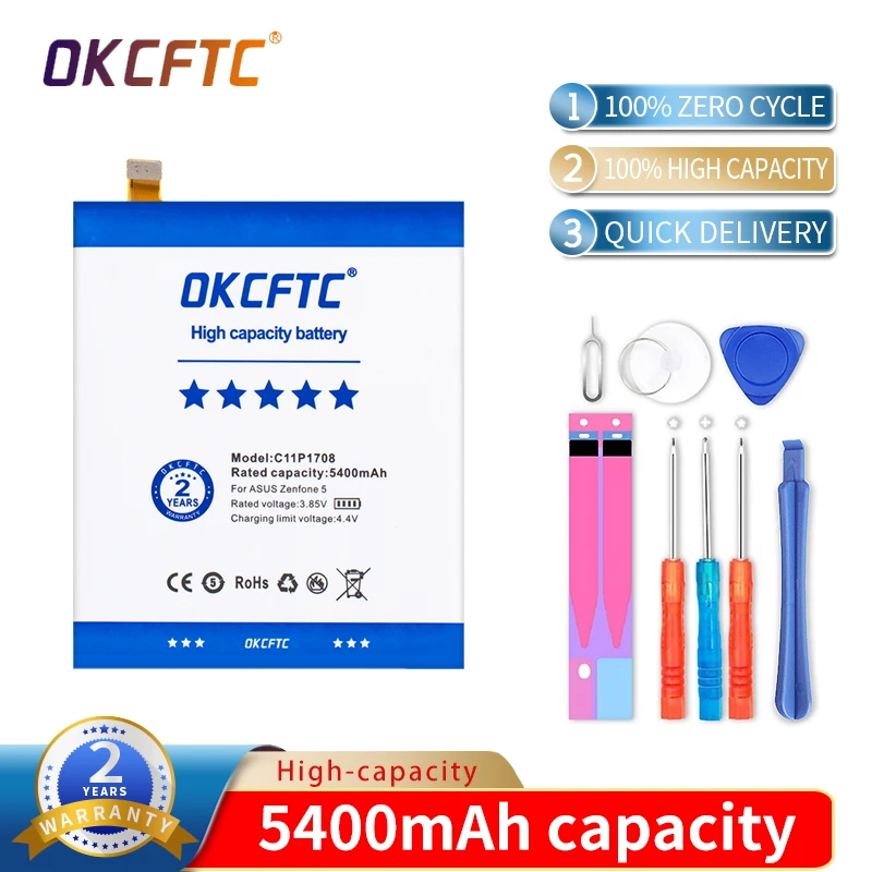 

Аккумулятор OKCFTC c11p1708 5400 мАч для ASUS Zenfone 5 5Z ZE620KL X00QD ZS620KL Z01RD аккумулятор + Инструменты