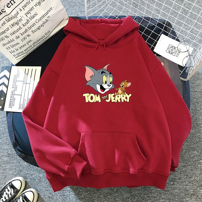 

Cat Tom Mouse Jerry New Ulzzang Loose Casual Women Long Sleeve Cute Female Kawaii Print Winter Tops Hoodies Harajuku Hoodie
