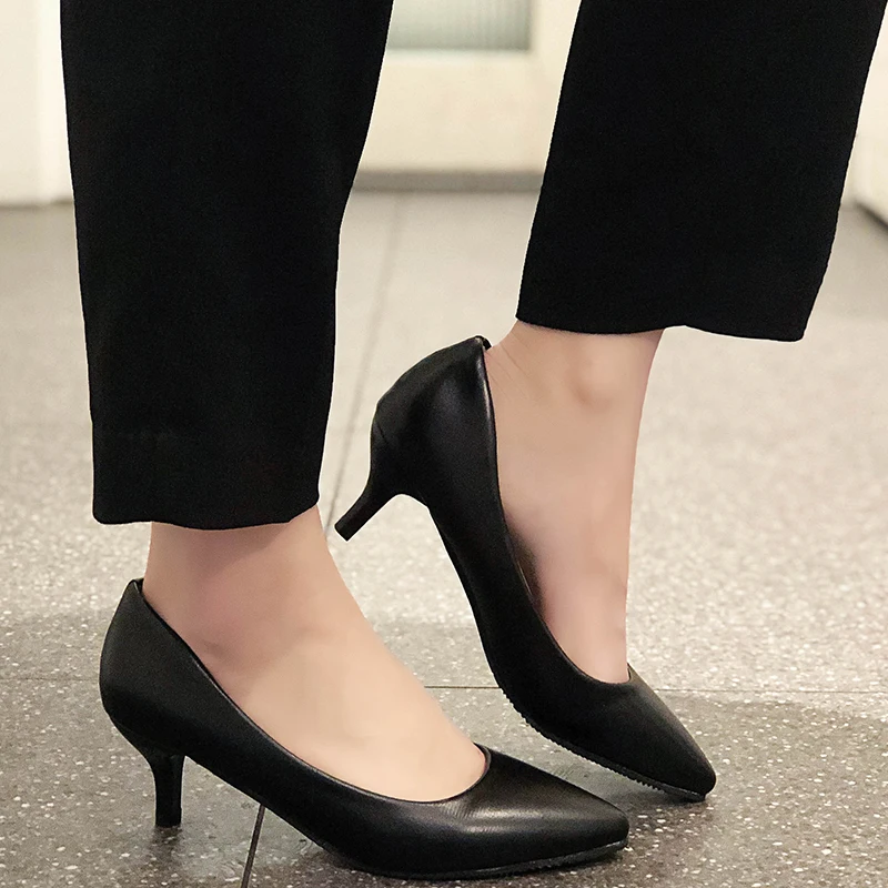 

Rimocy Classic Pointed Toe 5 Cm Stiletto Heel Pumps Women Black Pu Leather Ladies Office Shoes Comfy Shallow Single Shoes Woman