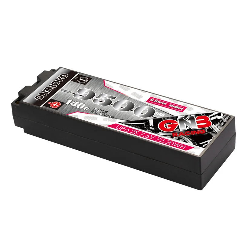 

1/2/3/5pcs GNB GAONENG 9500mAh 2S 7.6V 140C Hardcase LiPo LiHV Battery T Connector for 1:8 1/8 RC Car Four Drive Off-Road Boat
