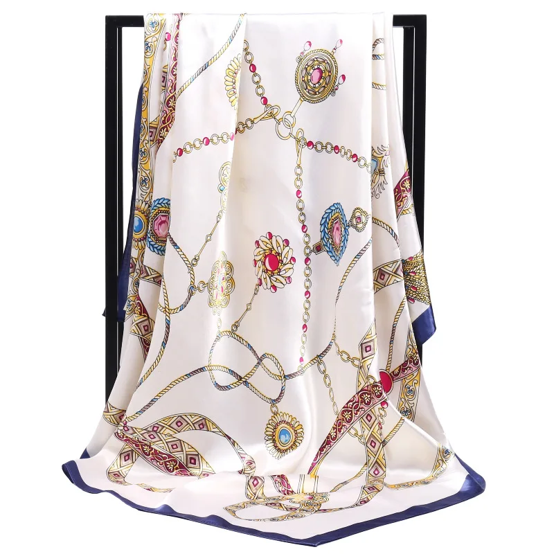 Женский атласный шелковый шарф с принтом 90x90| |