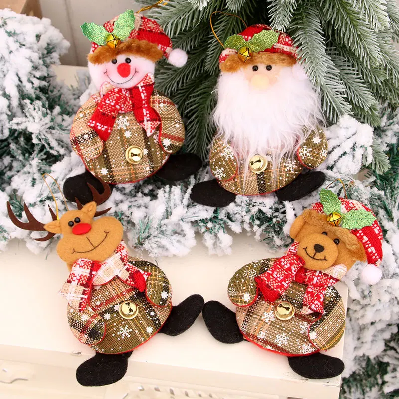 

1pcs Plush Christmas Ornaments Xms Tree Plush Hanging Ornaments Santa/Snowman/Elk/Bear Ornaments for Christmas Tree Pendant