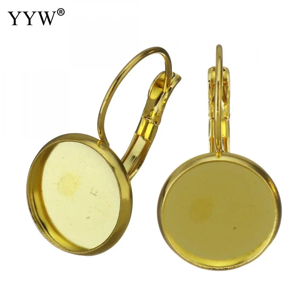 100PCs/Bag Rose Gold Color Stainless Steel Tray Bezel Cabochon Earring Blank Setting Round Ear Base Findings DIY Jewelry Making