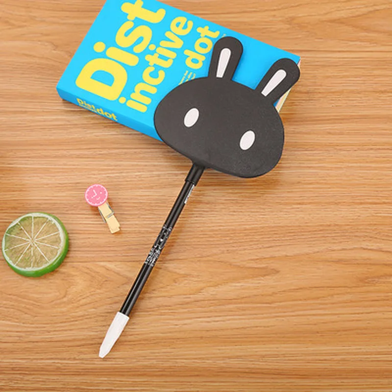 1pcs Rabbit Fan Kawaii Pen 0.5mm Novelty Stationery Gel Student Black Pens Cute Office School Supplies |