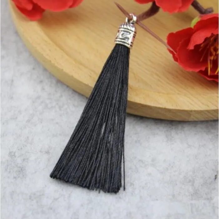 Black 10 шт. серебряная кепка с кисточками, ювелирный занавес, декор одежды, аксессуары, самодельный брелок, сумка для мобильного телефона, бахрома, кисточки, нарядные ремни, подвеска - Цвет: Black