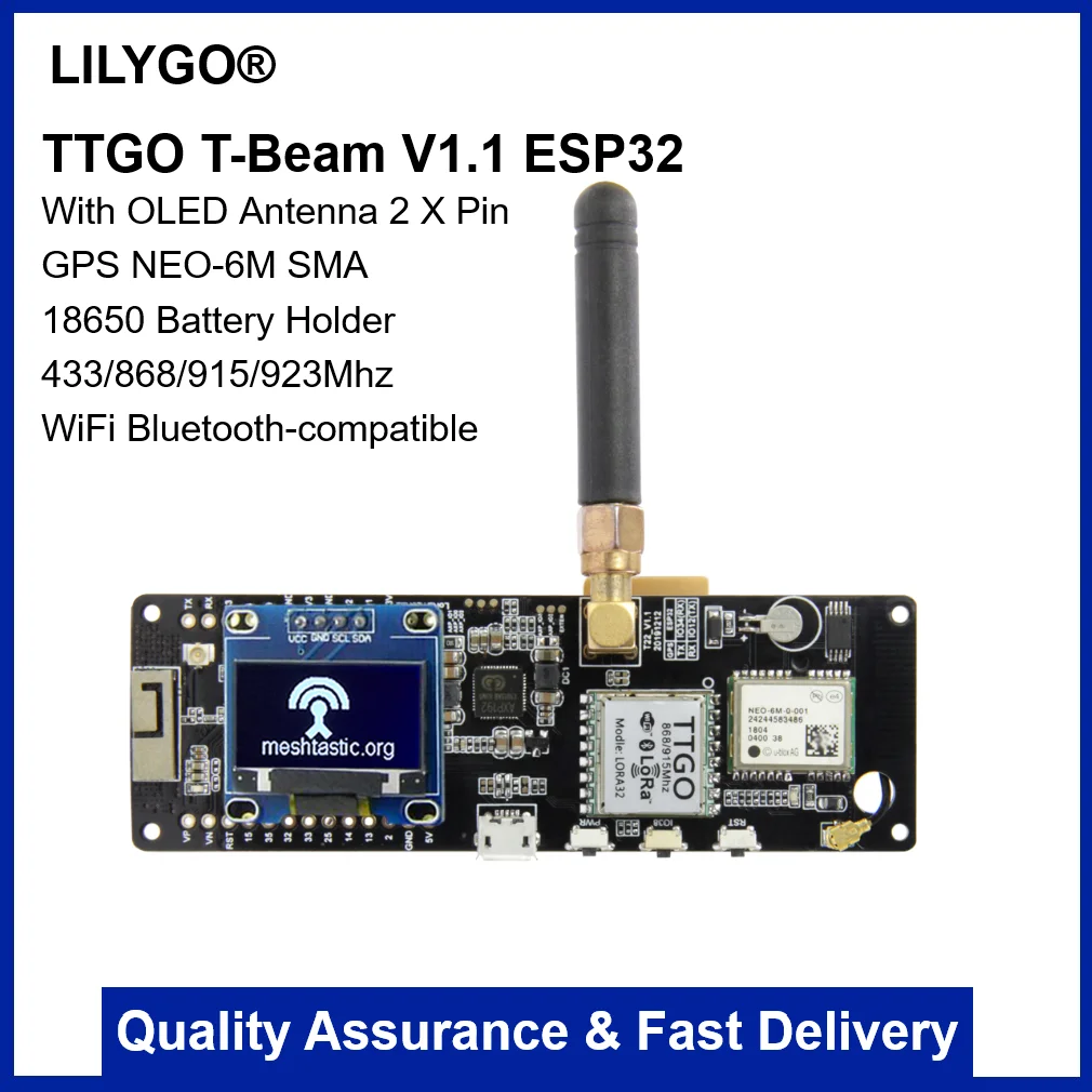 Suporte de Bateria com Oled Lilygo®ttgo Meshtast T-ixe 433 – 868 915 923mhz Wi-fi bt Gps V1.1 Esp32