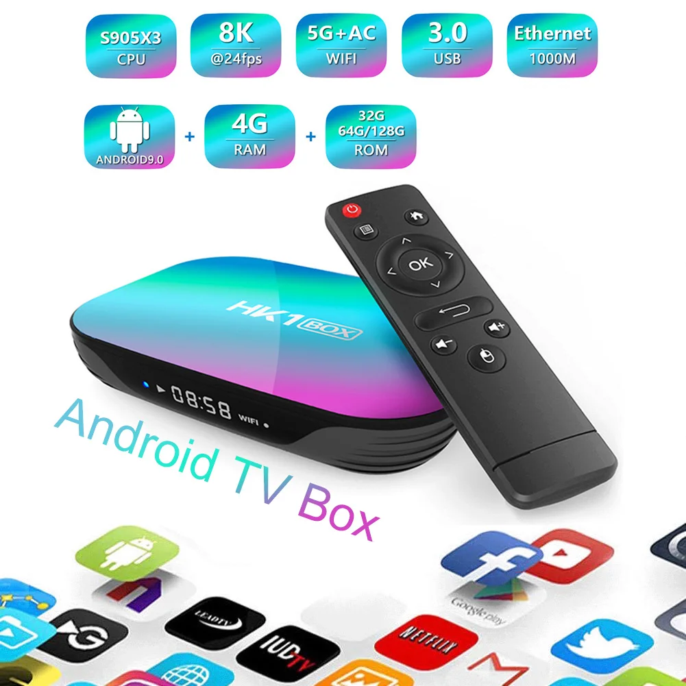 Smart Android 9 0 TV Box 8K из нержавеющей стали со сверхвысоким разрешением Ultra HD 32/64/128 ГБ Media