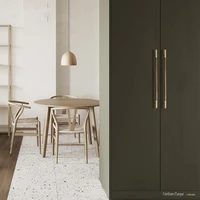 610mm length modern black walnut solid woodh65 pure brass wardrobe door drawer furniture copper surface mounted handle