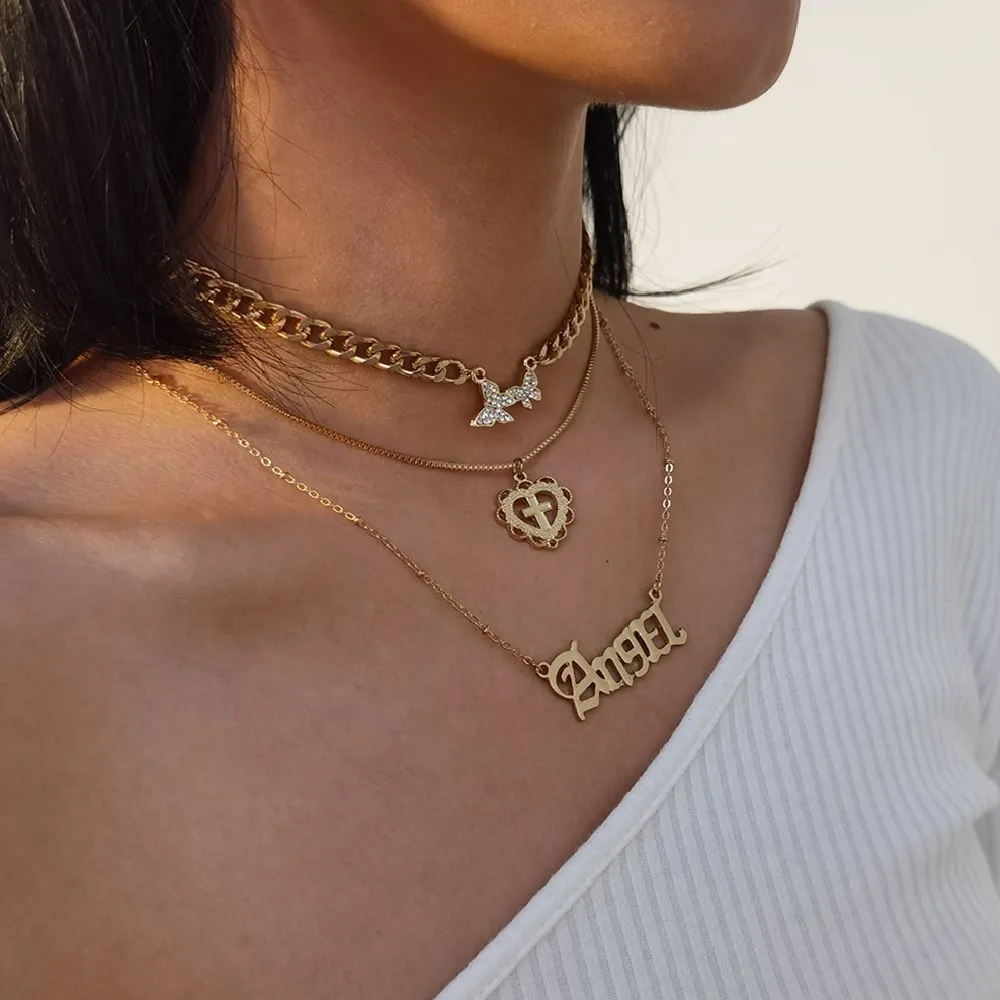 Блестящие стразы кулон-бабочка ожерелье для женщин Кристальное массивное Chian