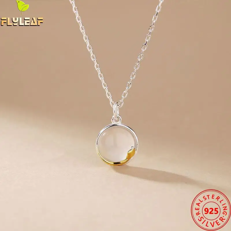 925 Sterling Silver Clear Chalcedony Star Necklace For Women Romantic Meteor Pendant Necklace Femme Fine Jewelry