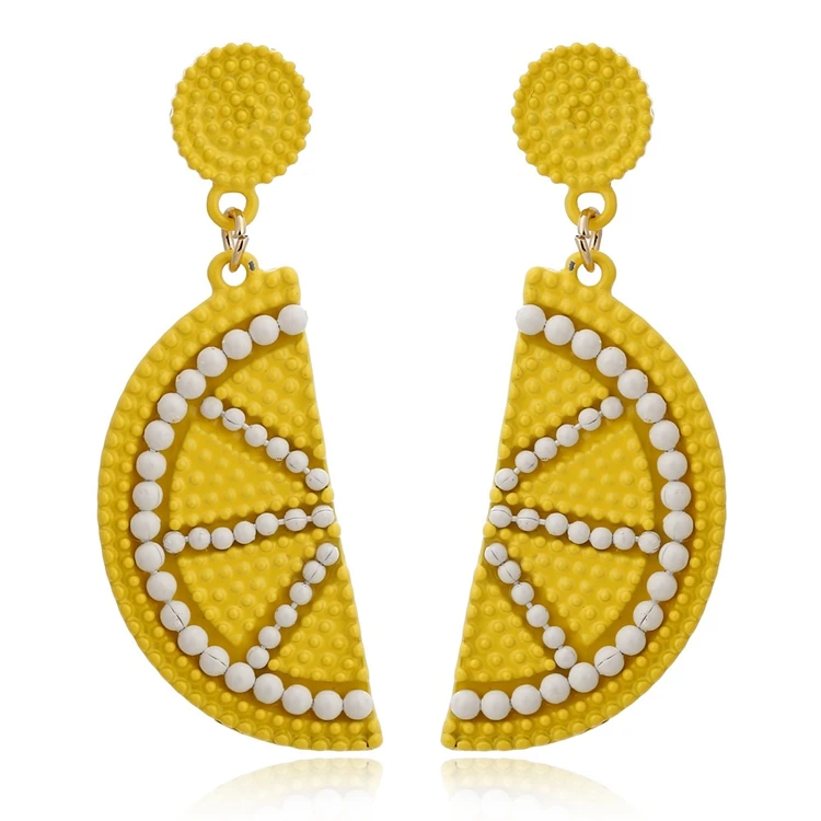 Новые акриловые серьги с лимоном 1 шт. индивидуальные осенне-зимние ювелирные