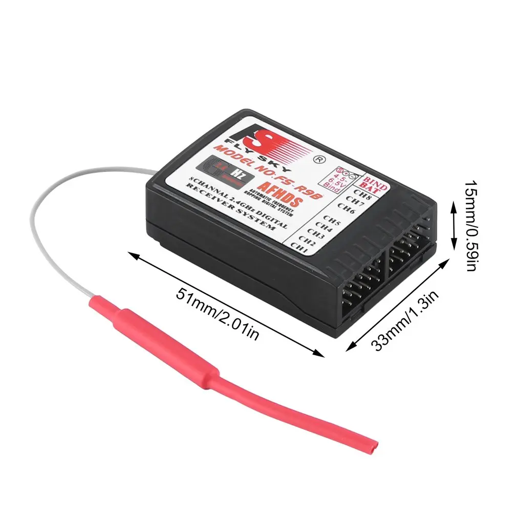 

Flysky FS-R9B 8 Channels PWM 2.4Ghz RC Receiver For RC Transmitter I6 I10 T6 CT6B TH9X Transmitter Fine Workmanship Dropship