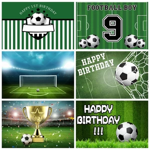 Фоны Laeacco для фотосъемки на день рождения, футбольное поле, луга, стадион, Индивидуальные фотографии для мальчиков, Фотофон для новорожденных