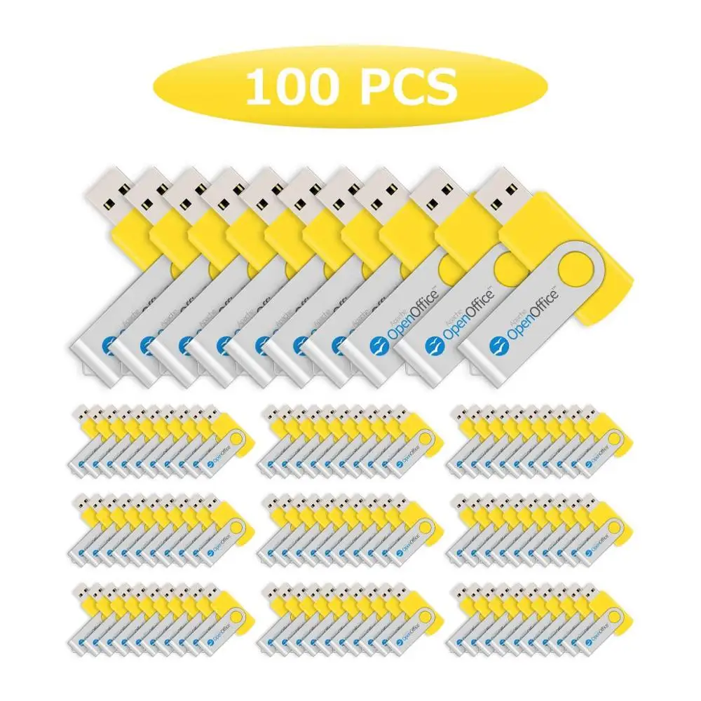 J боксинг 100 шт напечатанный логотип 64 Мб USB флэш накопитель металлический