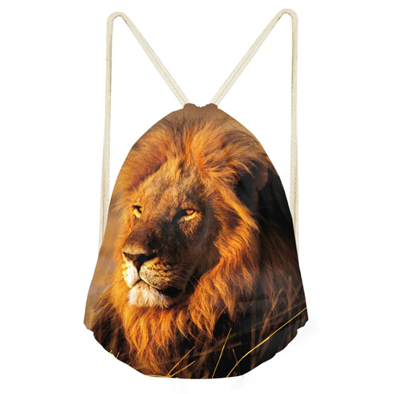 Женская сумка на шнурке с принтом льва и короля животных для мальчиков девочек