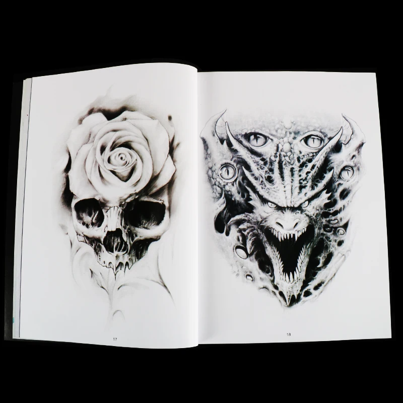 Latest Original Tattoo Manuscript A4 Size 50 Pages Sketch Book Eyes Feather Death Buddha Skull | Красота и здоровье