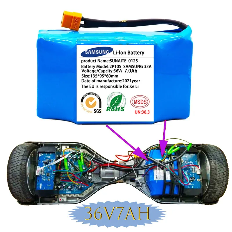 

Original Rechargeable Lithium Ion Batteries Pack 36V Battery 7000mAh 7.0Ah Electric Self Balancing Scooter Hover Board Unicycle