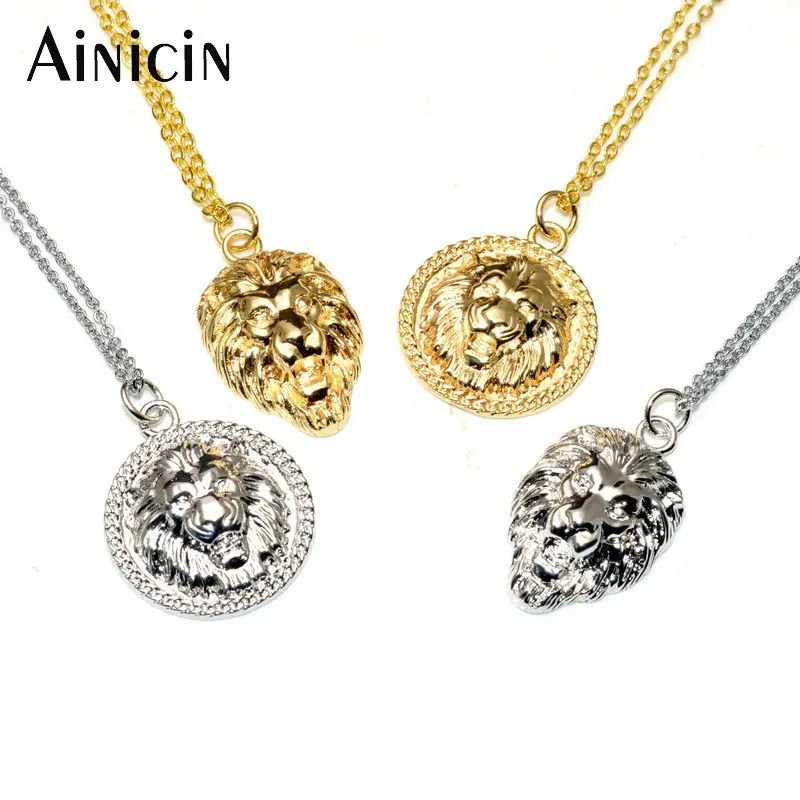 Ожерелье унисекс металлическая подвеска в виде головы льва 45 см 10 шт./лот |