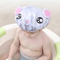 2021 children good cute bath cap cartoon print waterproof elastic pvc durable shower cap