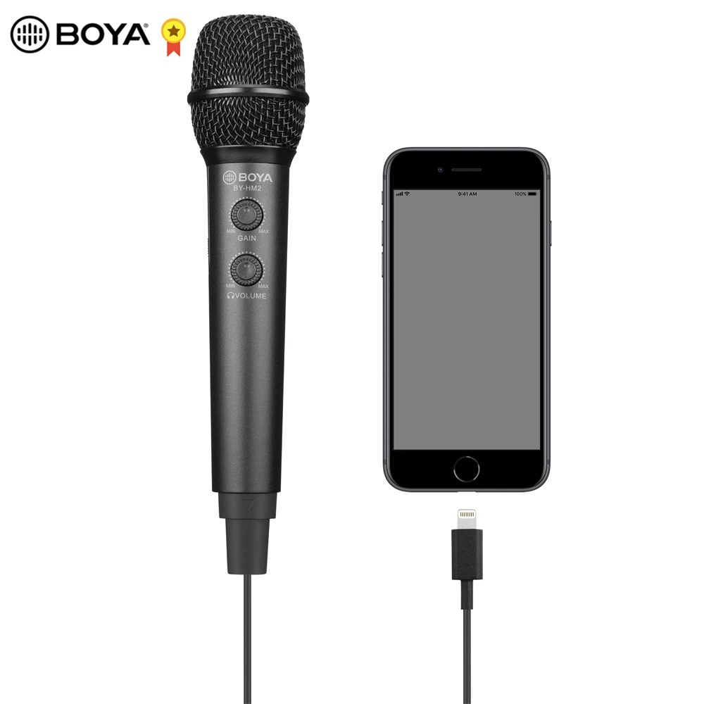 

BOYA BY-HM2 Audio Microphone Cardioid Digital Handheld Microphone live Voice Music Recording Mic for iPhone Android PC Tablet