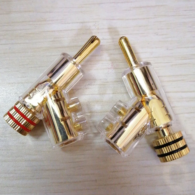 

GTBL 4 Pcs of Audio Banana Plug Connector Speaker Cable Accessories 45 Degree Locking Screw Welding