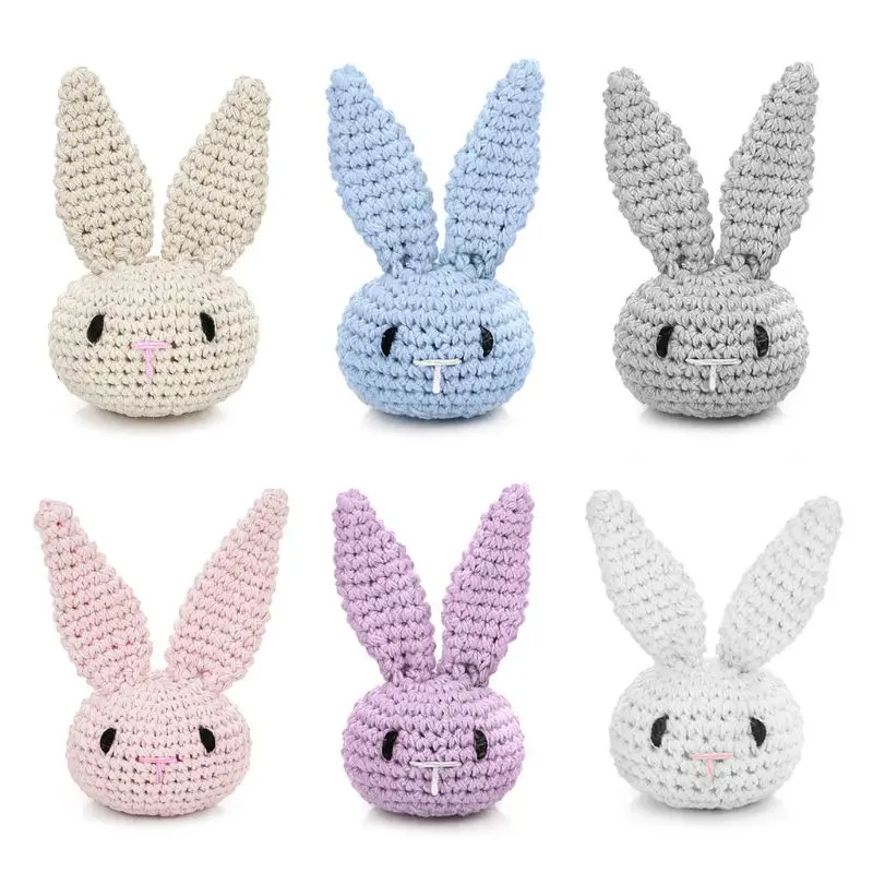 

Handmade Crochet DIY Cute Bunny Head Pacifier Clip Chain Accessories Decorations