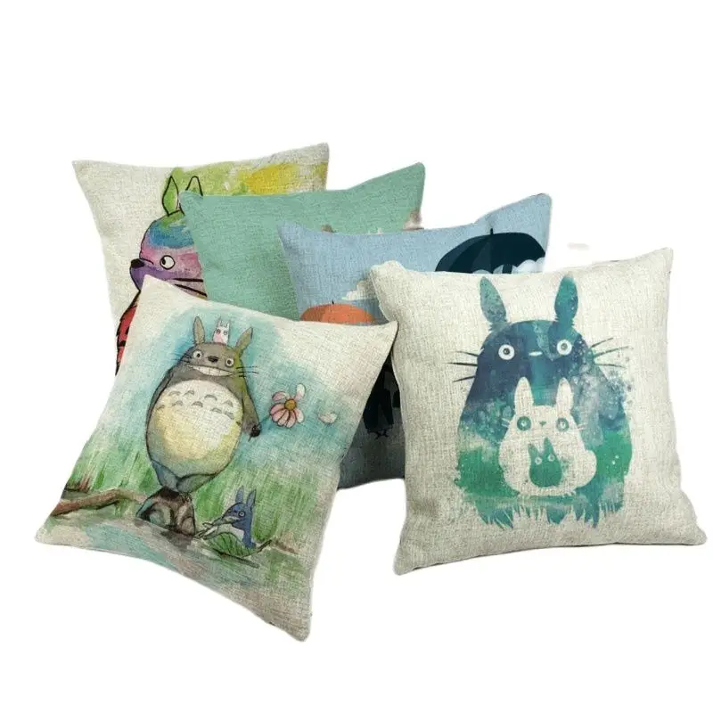 

Декоративные диванные подушки, милый чехол для подушки с рисунком Тоторо, Декор для дома, отеля, автомобиля, 45*45, квадратный чехол для автомо...