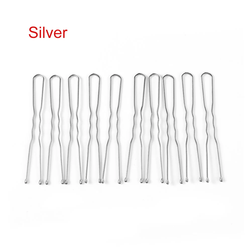 Silver 20 шт./лот, 4 цвета, u-образная Шпилька, заколки невидимки для волос, металлическая заколка для волос, женские Инструменты для укладки волос, аксессуары, плетеный инструмент для волос - Цвет: Silver