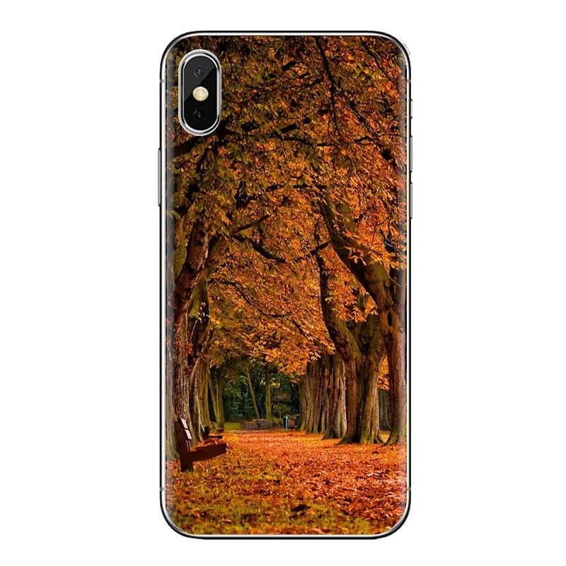 Autumn Rusty Leaves Park Alley Soft Covers For Samsung Galaxy S2 S3 S4 S5 MINI S6 S7 edge S8 S9 Plus Note 2 3 4 5 8 Coque Fundas |