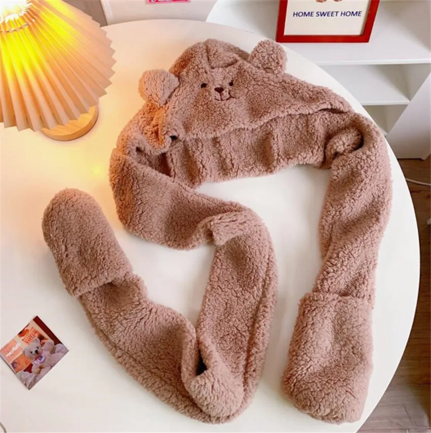 Плюшевая шапка и шарф в виде медведя стиле &quotЛолита&quot японская женская