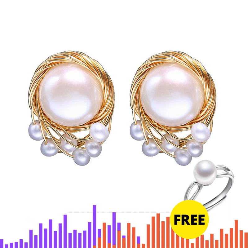 DAIMI винтажные жемчужные серьги ювелирные изделия ручной работы 13-14 мм большие с