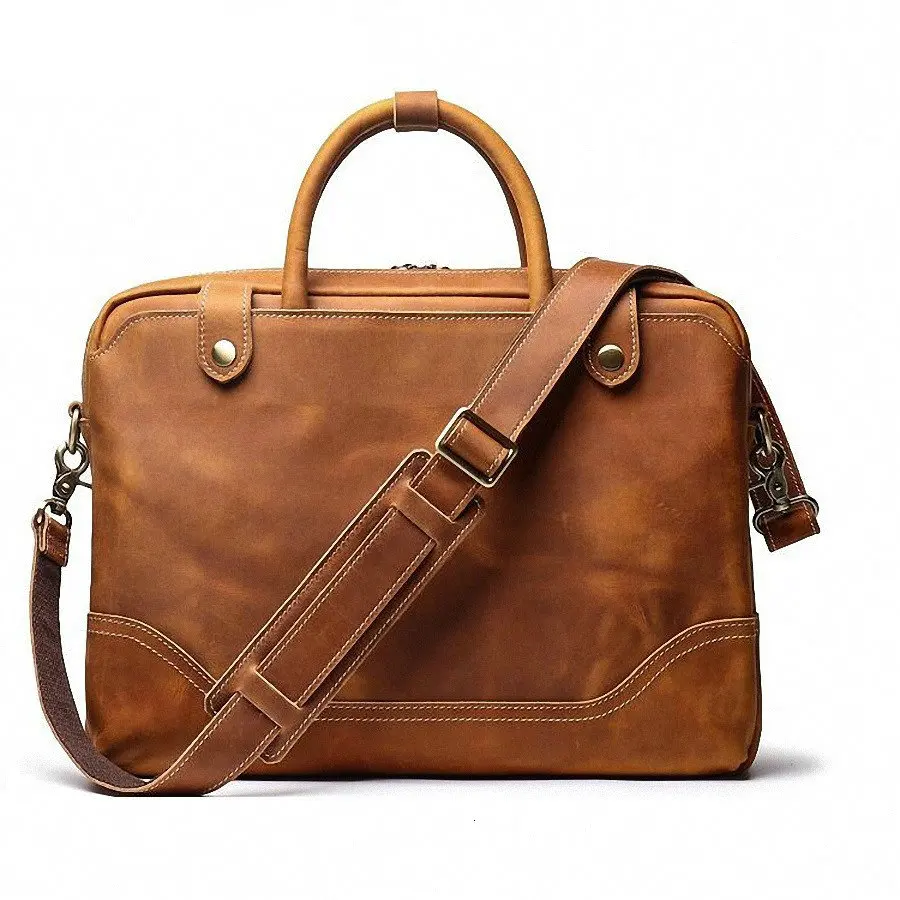 Портфель из натуральной кожи для ноутбука 14 дюймов деловой портфель мужчин и