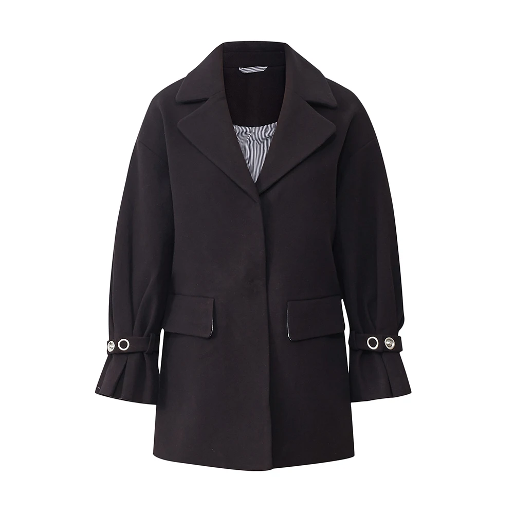 Женское шерстяное пальто Metersbonwe утолщенное повседневное элегантное с длинными