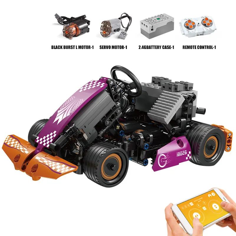 

MOULD KING High-Tech Motorized Go-Kart Racing Car Creative City Speed Vehicle Model Building Blocks Bricks Toys Education Gift