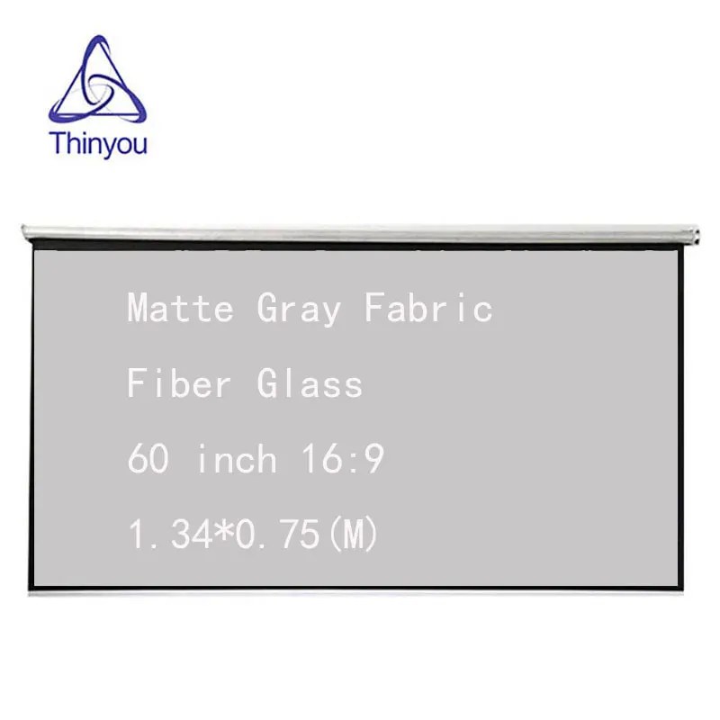 

Thinyou Hand Projector Screen 60 inch 16:9 Matte Gray Fabric Fiber Glass 3D HD Manual Wall Mounted for LED DLP Projector