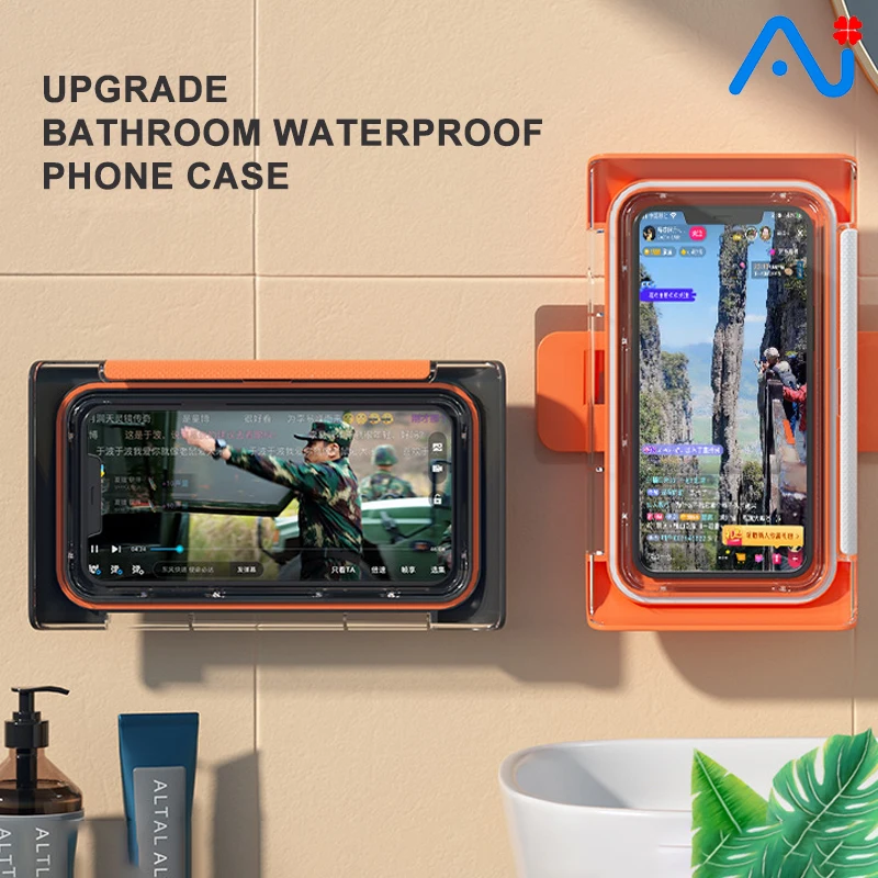 

Waterproof Bathroom Mobile Phone Case Holder Rotatable And Touchable Cell Phone Shelf Rack Bathroom Organizer Accessories