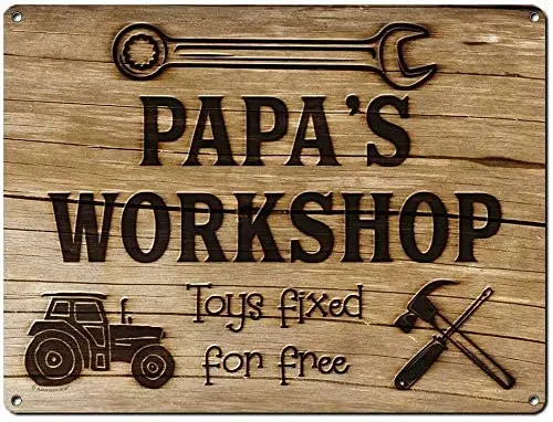 

43LenaJon Metal Sign, Vintage Workshop and Garage Signs Wall Decor, Gifts for Papa, Dad, Pop