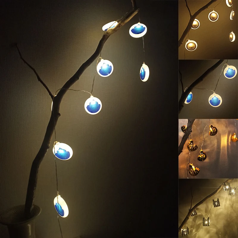 

New 10Led Ramadan Home Led Lights String Eid Mubarak Warm Festival Lamp Star Moon