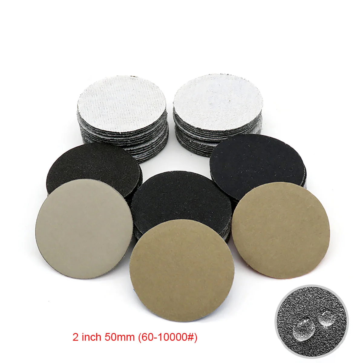 

20pcs 2 Inch 50mm Waterproof Sanding Discs Hook Loop Silicon Carbide Abrasive Sandpaper 60 to 10000 Grit for Wet/Dry Polishing