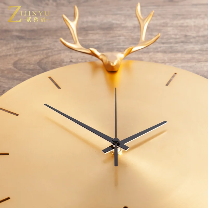 Металлическая декорация настенные часы северных оленей головы 3d Гостиная