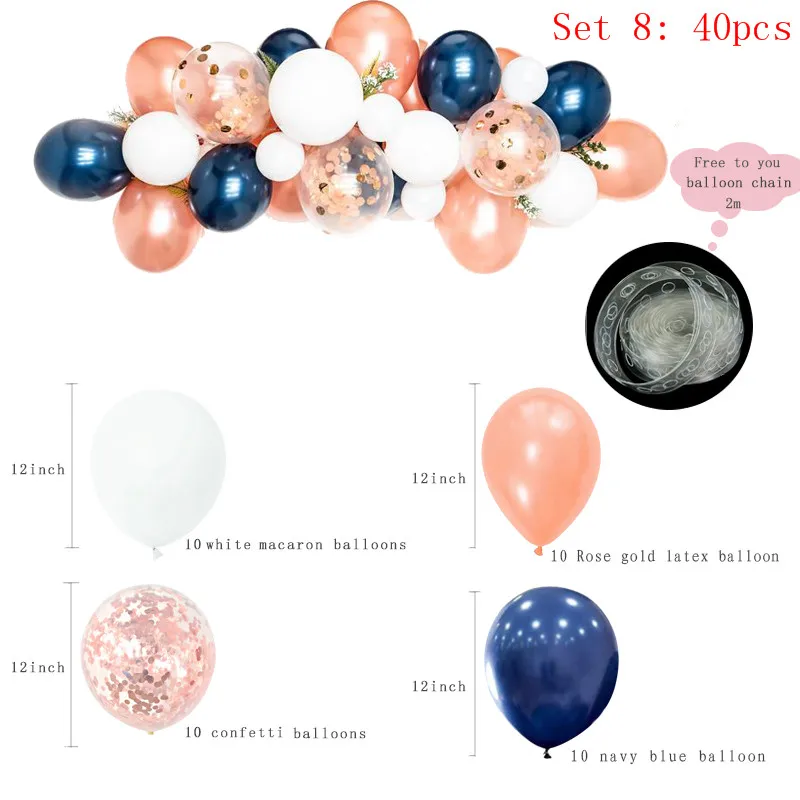 40pcs Set 8 40 шт. DIY шар гирлянда персиковый розовый Макарон Золотой Металл конфетти воздушные шары-гирлянды свадьба помолвка день рождения детский душ Декор - Цвет: 40pcs Set 8