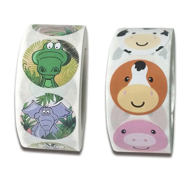 

Animal Stickers Modeling Wall Children'S Toy Cute Office Stationery Decoration Sealing Label Gift Box Packaging 500 Pcs/Roll