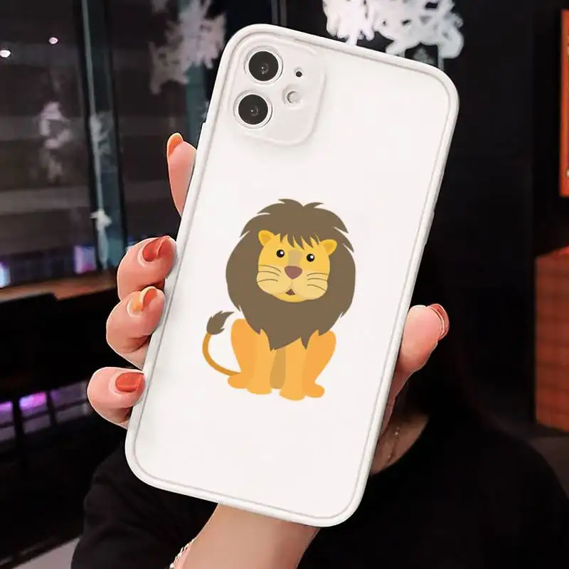 

Cute cartoon little lion Phone Case Matte Transparent for iPhone 7 8 11 12 s mini pro X XS XR MAX Plus cover funda