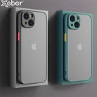 Матовый Прозрачный чехол для телефона iPhone 11 12 Pro Max 13 XR XS X Mini SE 6 7 8 Plus, Противоударная силиконовая рамка + Жесткая задняя крышка из поликарбоната