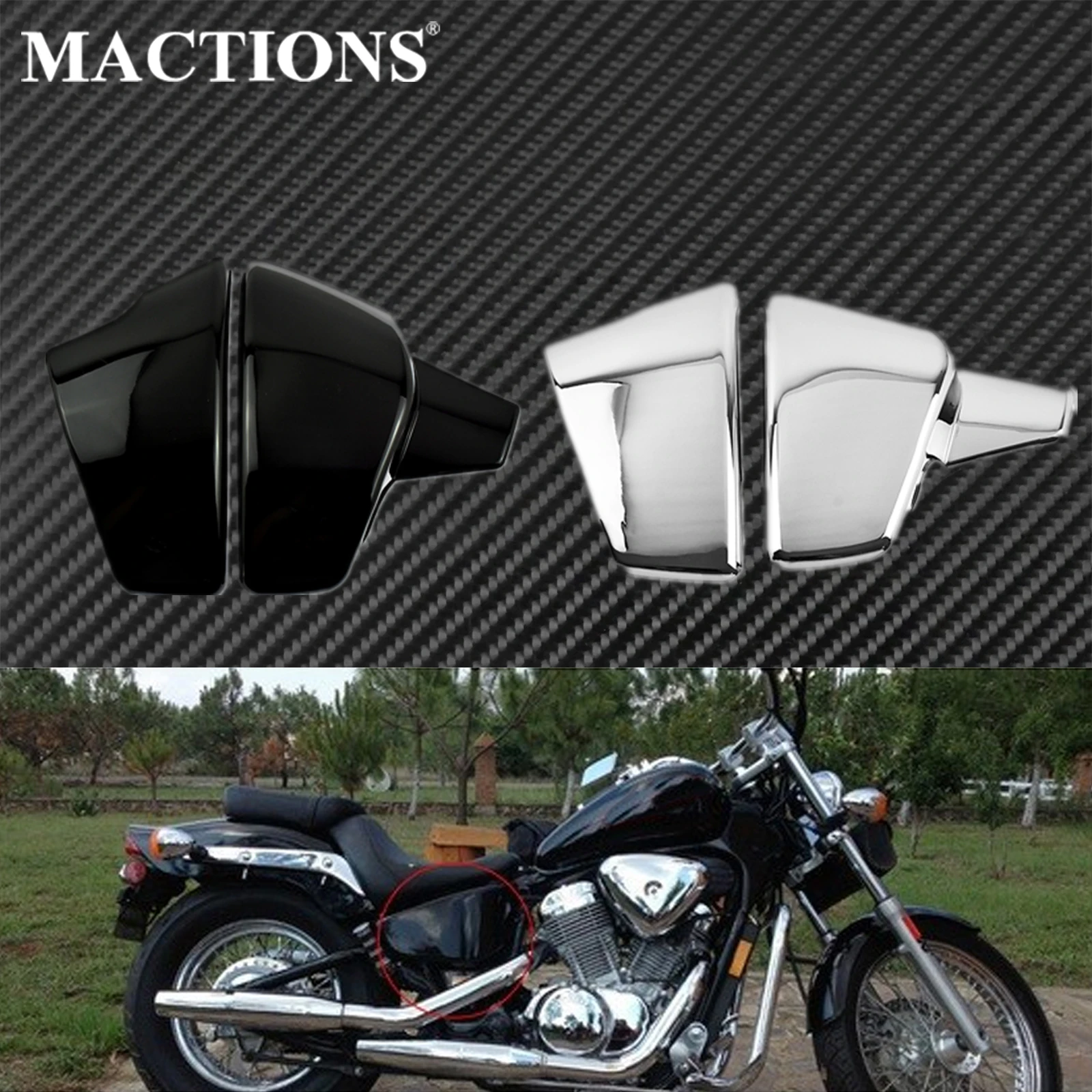 Мотоциклетная боковая крышка обтекателя батареи черный/хром для Honda VLX 600 1999-2008 VT C