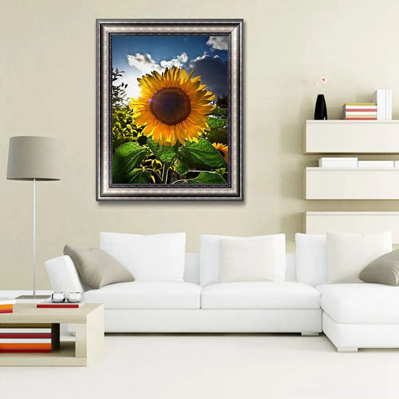 Diy 5D Diamond Painting By Number Kit for Adult Full Drill Embroidery Dotz Home Wall Decor-11.8X15.7 Inch(Sunflower | Дом и сад